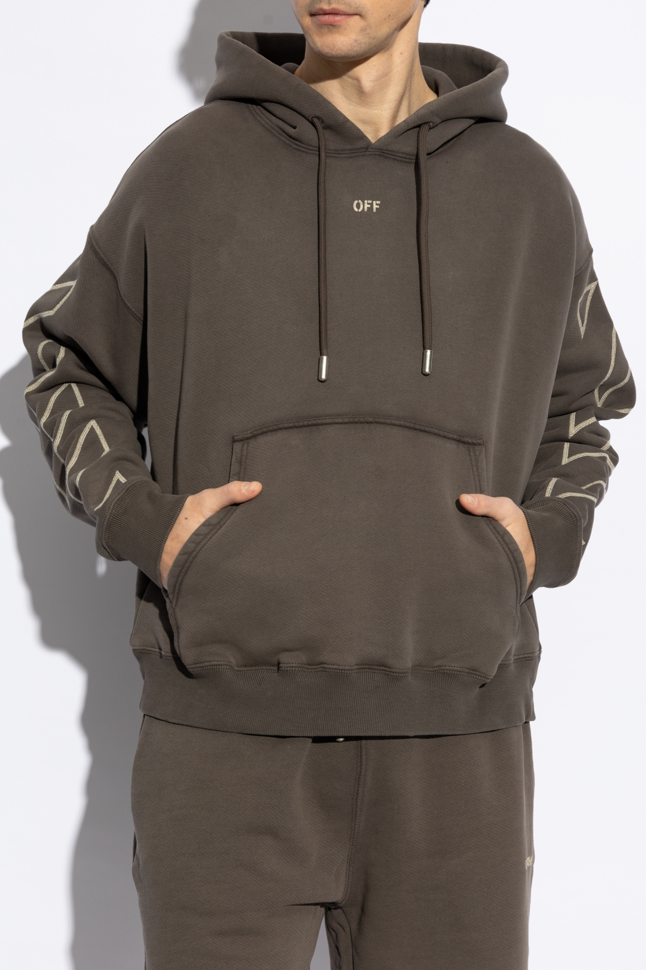 パーカー・フーディ Off-White SS25 HOODIE (OMBB085 S25FLE00J1022) Sweatshirt with yellow details<BR/> OFF WHITE